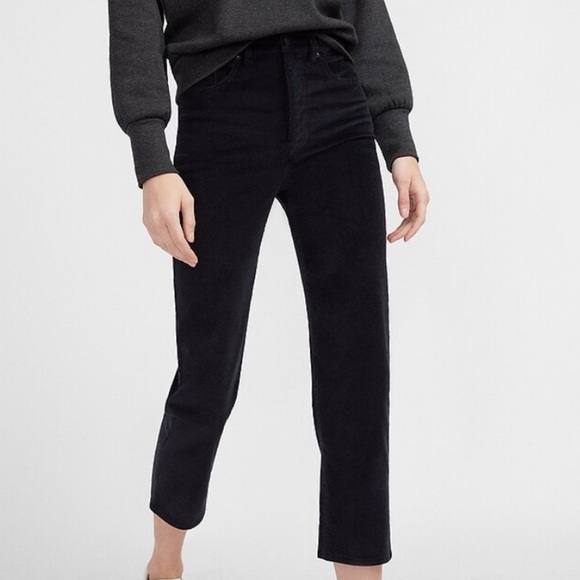 Express Black Velvet Super High Rise Straight Pant- NWT - Picture 2 of 16
